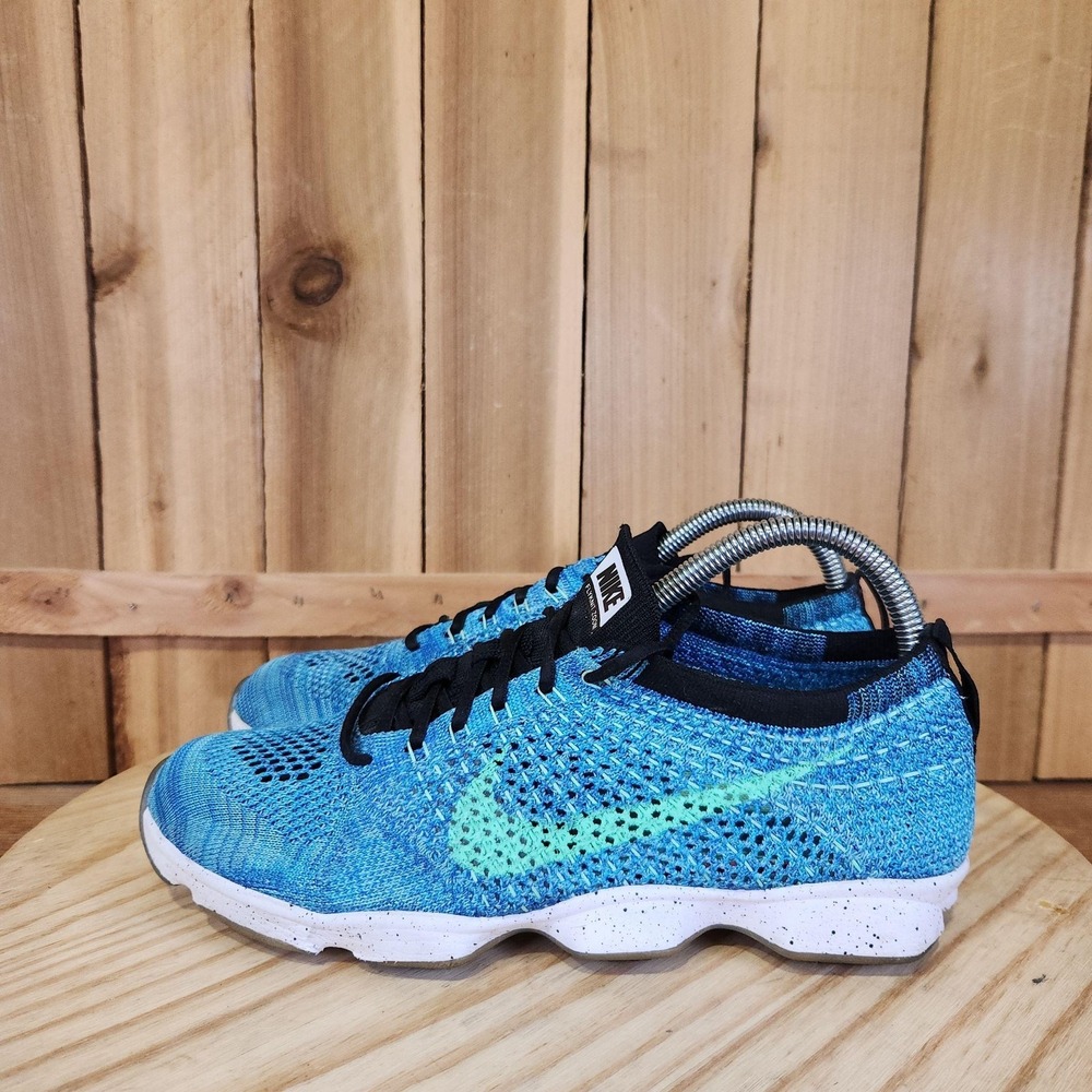 Nike Flyknit Zoom Agility Shoes Womens 8.5 Blue Running Sneakers Athletic
